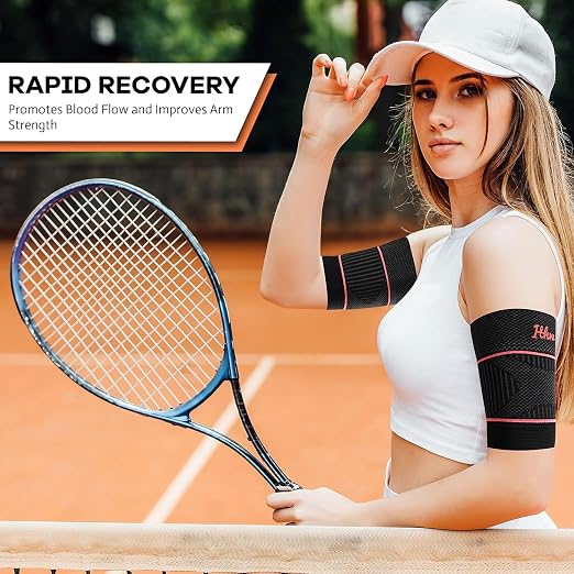 Bicep Tendonitis Brace for Pain Relief, Bicep Compression Sleeve | for Men and Women, Upper Arm Compression Sleeve for Muscle Strain (Gray, Large)