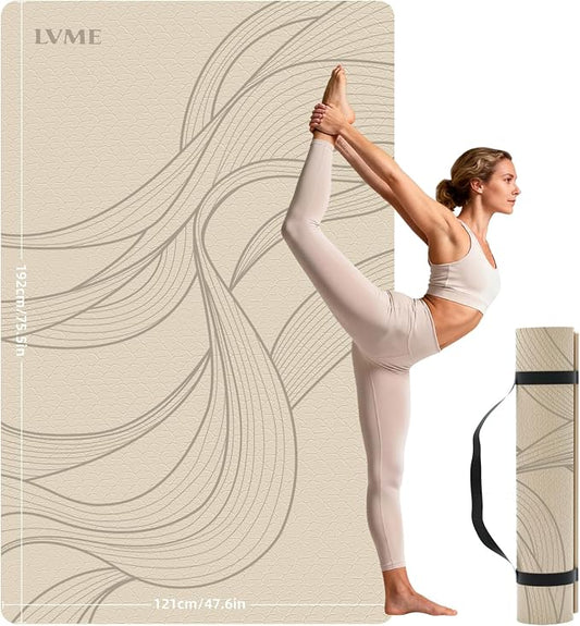 Large Yoga Mat (75.5"x47.6"x0.4"）Extra Wide & Thick 10mm | Non-Slip Exercise Mat, High-Density TPE Mat for Yoga Pilates & Home Gym Workouts