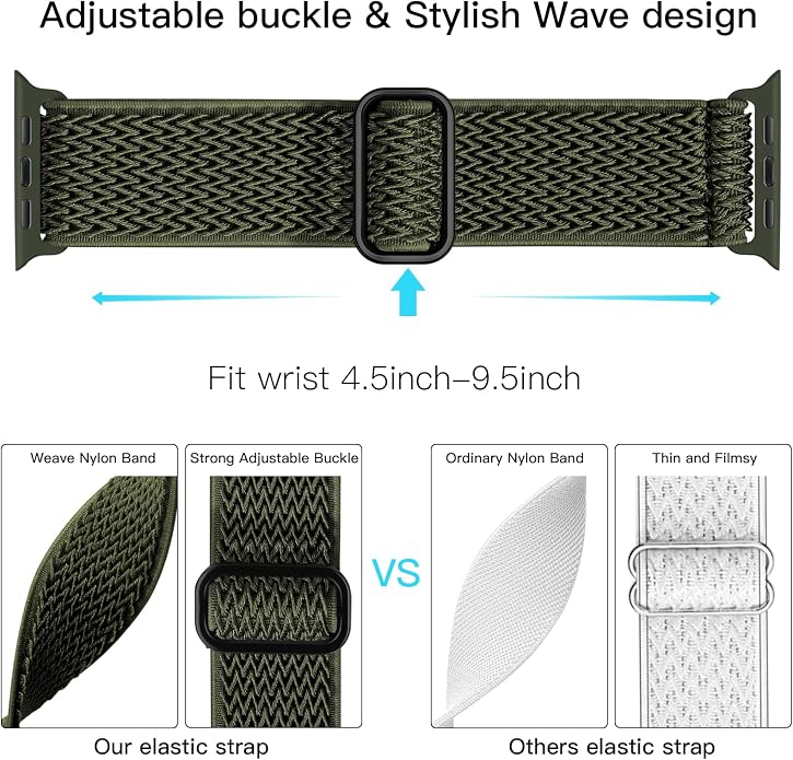 Lerobo Stretchy Nylon Solo Loop Band, Compatible with Apple Watch Series 11 10 9 8 7 6 5 4 3 SE3/2/1 Ultra3/2/1, Adjustable Strap for iwatch Band 44mm 45mm 46mm 49mm 42mm 40mm 41mm 38mm for Women Men