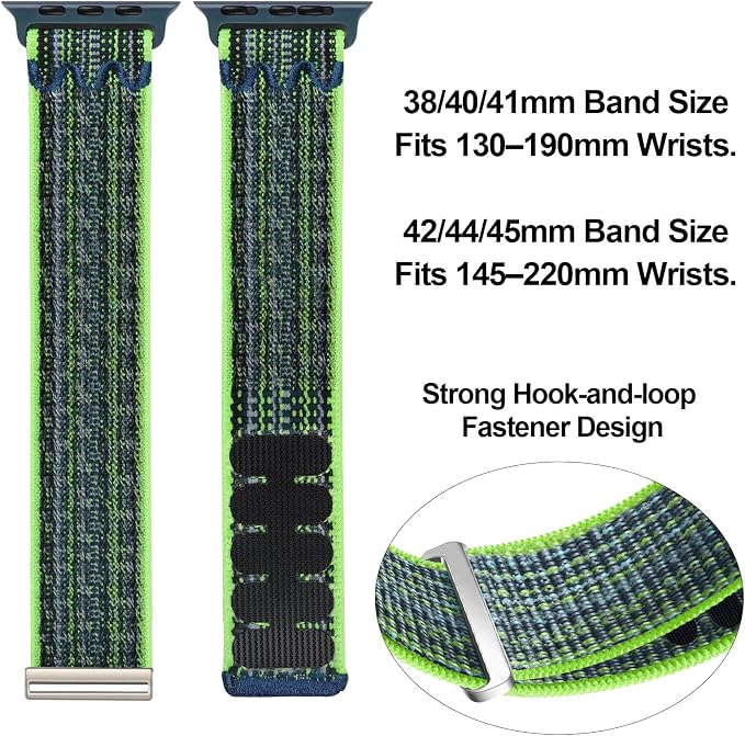 Sport Loop Nylon Band Compatible with Apple Watch Band 38mm 40mm 41mm 42mm 44mm 45mm 49mm Ultra 2 iWatch Series 9 8 7 6 SE 5 4 3 2 1 Strap, Fit for iPhone Watch Band Women Men Stretchy | Nylon Sport Loop Wristband Compatible with Apple Watch Ultra 2 38...