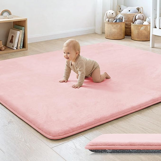 1.3" Thick Baby Play Mat for Floor, 79x79 Soft Foam Play Mats, Pink | Memory Mat for Baby to Play, Waterproof Easy Care with Non-Slip Tummy Time Play Mat for Nursery Playroom Classroom
