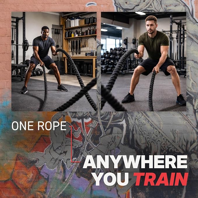 SPRI Battle Rope, Weighted Exercise Rope, Strength | Battle Rope for Strength, HIIT Conditioning & Endurance Training | Heavy-Duty Nylon | Home Gym & Commercial Use