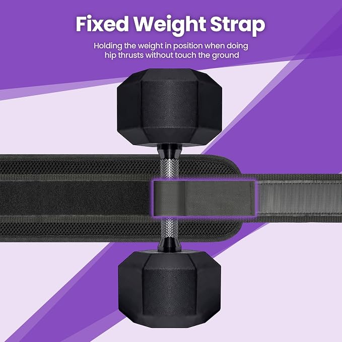 Hip Thrust Belt, Balency Hip Thrust Belt for Dumbbells Heavy, Booty Belt for Hip Thrust, Slip-Resistant Padding Hip Thrusts Belt for Gym or Home Workouts, Hip Thrust Band for Dumbbell Kettlebell Plate