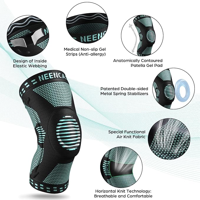 NEENCA Knee Braces for Knee Pain Relief, Compression Knee Sleeves with Patella Gel Pad & Side Stabilizers, Knee Support for Weightlifting, Running, Workout, Arthritis, Meniscus Tear, Men Women. ACE-53 | Patented Patella Gel Pad & Side Stabilizers, Comp...