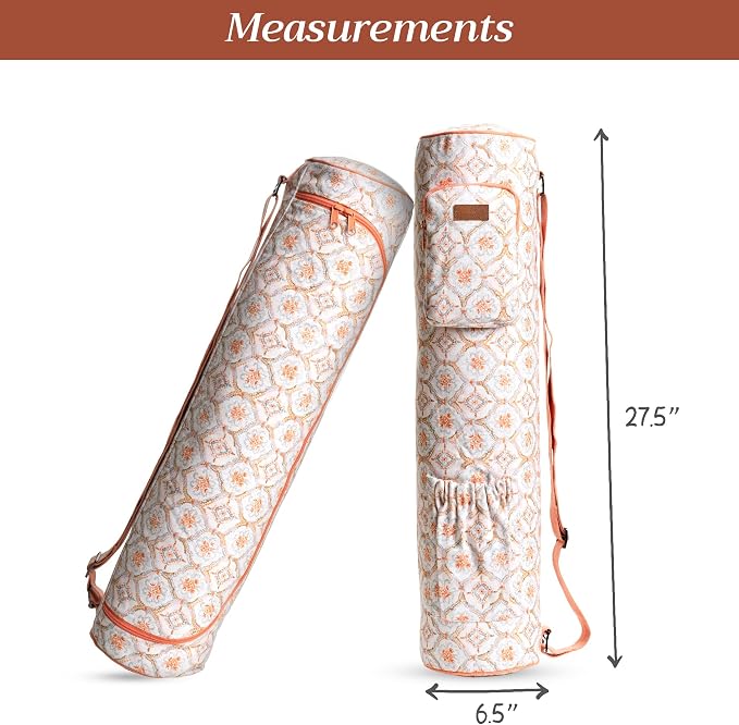 Maison d' Hermine Yoga Mat Duffle Bag Gym Tote Yoga Mat Carry Bag | Cylindrical bag for Woman Men Gifts Adjustable shoulder straps with Drawstring Water Bottle Pocket and zipper pocket