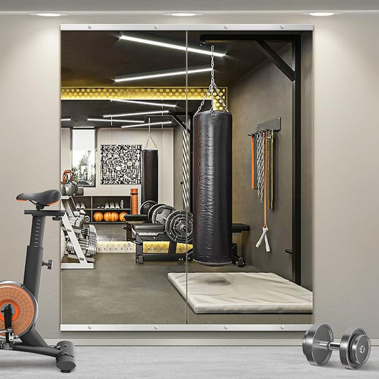 Home Gym Mirror for Wall, 60x25x2PCS Frameless Full Length Mirror, Silver | HD Shatterproof Glass, Easy Wall Mount, Large Body Mirrors for Home Gym, Workout, Bedroom, Garage