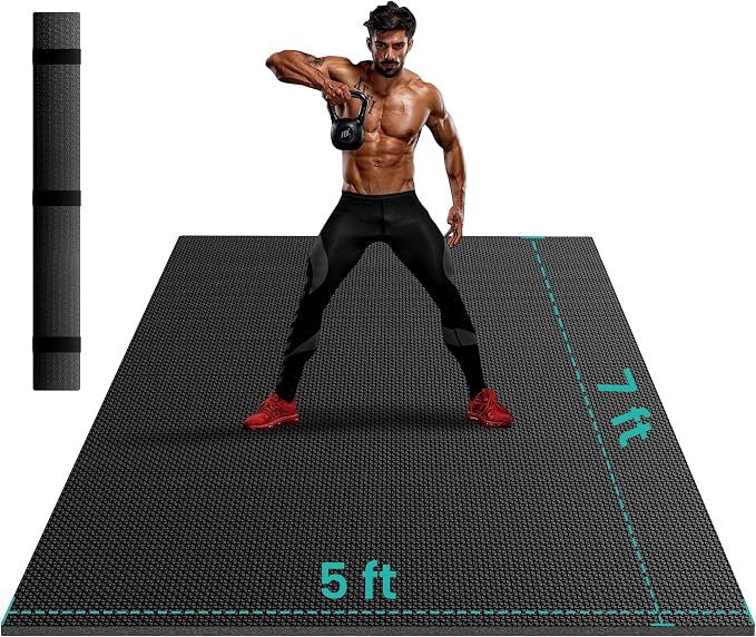 Stepwaver Extra Large Exercise Mat, 6'x4'/ 7'x5'/ 8'x6'/10'x6'x8mm (1/3 inch), Non-Slip, Ultra Durable, Thick Large Workout Mat for Home Workouts, Yoga Mats for Fitness, High-Density Exercise Mat, Shoes-Friendly