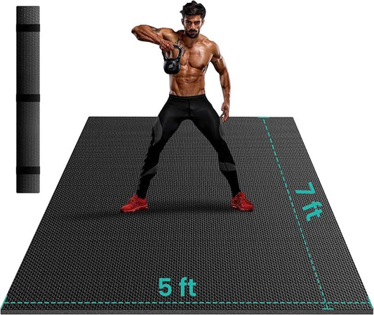 Stepwaver Extra Large Exercise Mat, 6'x4'/ 7'x5'/ 8'x6'/10'x6'x8mm (1/3 inch), Non-Slip, Ultra Durable, Thick Large Workout Mat for Home Workouts, Yoga Mats for Fitness, High-Density Exercise Mat, Shoes-Friendly