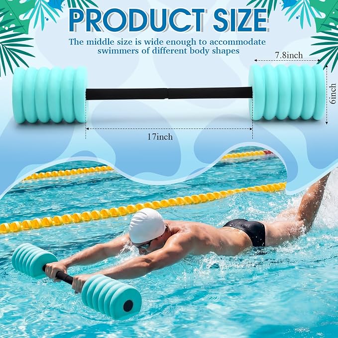 Soulchen Long Aquatic Exercise Dumbbells Pool Exercise Foam Water Weights Dumbbell Aquatic Pool Barbells with High Density EVA Foam for Swim Water Aerobics Workouts Loss