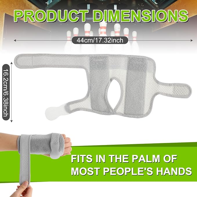 Shappy Bowling Wrist Support Brace with Thumb Spica Splint Right Hand Breathable Wrist Gloves Splint with Removable Aluminum Plate for Women Tendonitis Arthritis Sprains(Gray)