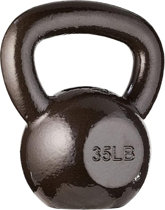 Amazon Basics Cast Iron Kettlebell for Strength Training, Textured Wide Handle, Black
