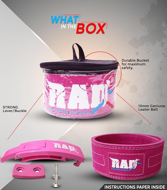 RAD Lever Weight Lifting Gym Belt for Men & Women Size 63 TO107 CM,Thick 10MM & Width 4 Inch Lever Powerlifting Belts for Women Dead Lift Workout Belt Leather Weight Lifting Lever Gym Squat Belt