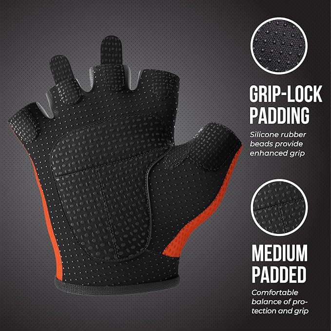 Contraband Pink Label 5307 Womens Designer Workout Gloves | Low Sweat Diamond Mesh Fabric w/Grip-Lock™ Silicone Palm