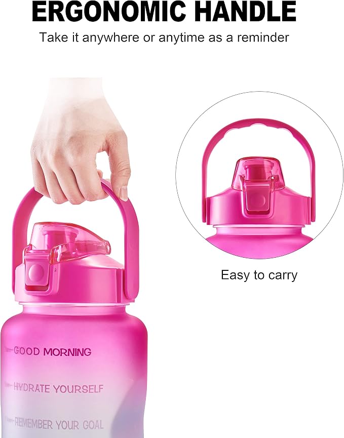 EYQ 64oz/128oz Leakproof Free Drinking Water Bottle with Motivational Time Marker BPA Free for Fitness, Gym and Outdoor Sports