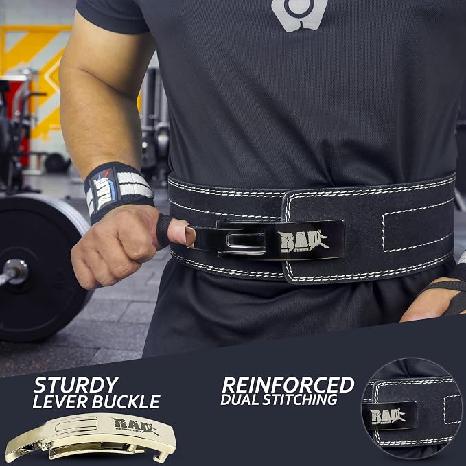 RAD Lever Weight Lifting Gym Belt for Men & Women Size 63 TO107 CM,Thick 10MM & Width 4 Inch Lever Powerlifting Belts for Women Dead Lift Workout Belt Leather Weight Lifting Lever Gym Squat Belt