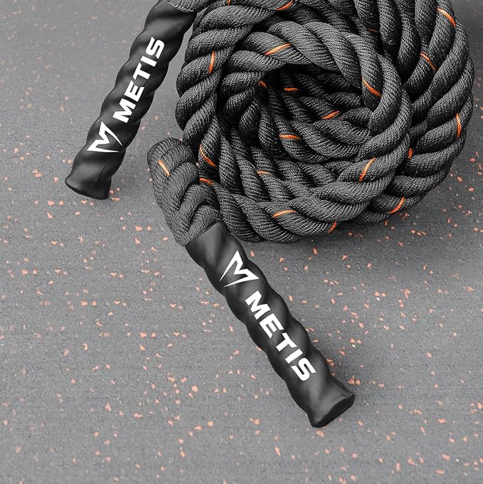METIS Battle Ropes – Durable Fitness Ropes for Strength Training, 30ft/40ft/50ft Options – Ideal for Home Workouts & Gyms with Anti-Fray Handles