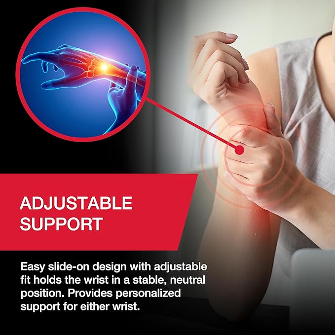 MUELLER Sports Medicine Adjustable Night Support Wrist Brace, For Sleeping, Arm Compression worn Left or Right For Men and Women, Black, One Size Fits Most