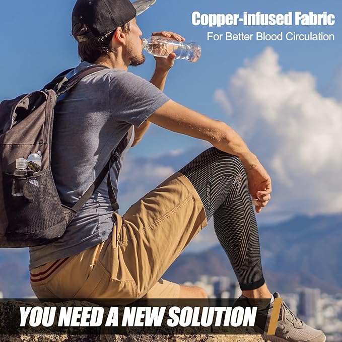 NEENCA Copper Compression Leg Sleeve, Ultra-thin with Copper Ions Infused | Full Leg Sleeve for Knee Pain Relief, Muscle Recovery, Swelling, Inflammation, Promotes Circulation, Sports, Workout...