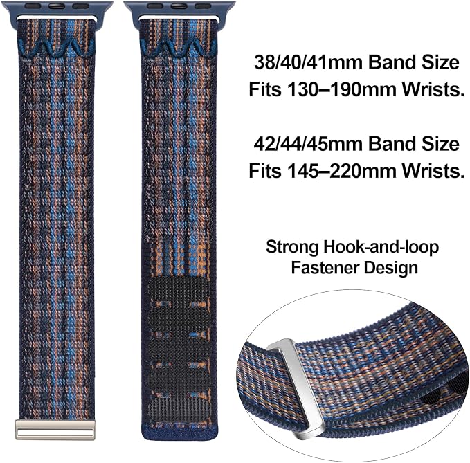 Sport Loop Nylon Band Compatible with Apple Watch Band 38mm 40mm 41mm 42mm 44mm 45mm 49mm Ultra 2 iWatch Series 9 8 7 6 SE 5 4 3 2 1 Strap, Fit for iPhone Watch Band Women Men Stretchy | Nylon Sport Loop Wristband Compatible with Apple Watch Ultra 2 38...