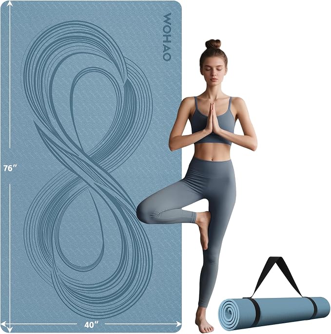 Large 76"x40"x0.4" Yoga Mat | Extra Width & Thick, Non-Slip Exercise Mat, Versatile for Stretching, Yoga Studio, Gym, Home & Indoor/Outdoor Workouts