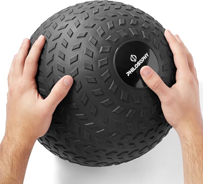 Philosophy Gym Slam Ball - Weighted Fitness Medicine Ball with Easy Grip Tread