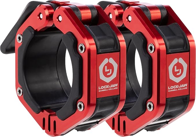 Lock-Jaw Flex Barbell Collars Olympic Barbell Clamps w/Magnet 2 Pcs – Heavy Duty Bar Clamps for 2” & 50mm Olympic Bars – Secure Weight Bar Clamps for Strength Training & Home Gym Accessories