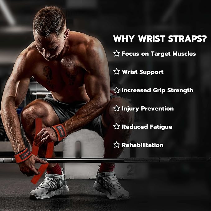 AQF Leather Weight Lifting Straps, Heavy Duty Wrist Strap for Powerlifting | Premium Suede Leather, Handcrafted Construction, Reinforced Dual Stitching, 3 mm thick & 66cm long, Sold as a Pair