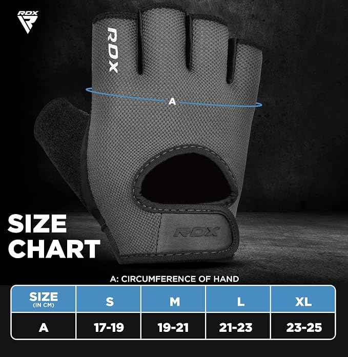 RDX Weight Lifting Gloves Gym Fitness Workout, Anti Slip Palm Protection Half Finger Exercise Glove for Powerlifting Deadlifting Bodybuilding Calisthenics Cycling Rowing Climbing Training, Men Women