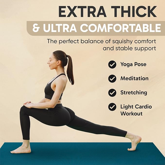 Gorilla Mats Extra Large Yoga Mat – 9'x6', 12'x6', 15'x6' (8mm) Extra Thick Wide Non-Slip Exercise Mat for Home Gym Flooring – Ultra Comfortable Workout Floor Mat for Barefoot Fitness & Stretching