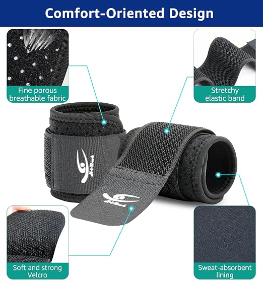 Wrist Brace (2 PCS) - Adjustable Compression for Carpal Tunnel Arthritis Tendonitis Sprain Pain Relief | Wrist Support Wrist Wraps for Both Hands, Ideal for Sports & Gym Workouts (Black)