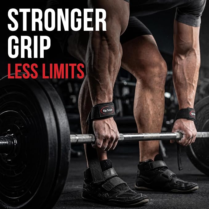 Rip Toned Lasso Lifting Straps for Weightlifting, 23¼" Padded | 1 Pair, cotton, non-latex neoprene. No break-in. Quick release. Deadlifts, rows, shrugs, pull-ups. Machine washable.