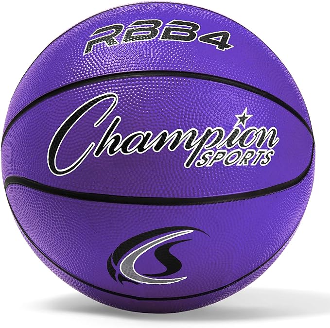 Champion Sports Rubber Basketballs – Durable Indoor & Outdoor Training & Recreational Game Balls, Multiple Sizes & Colors
