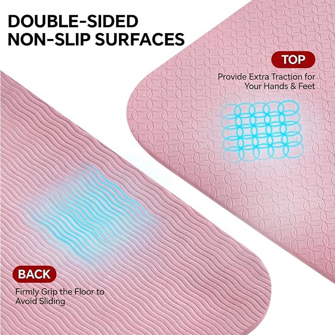 Stepwaver Extra Large Yoga Mat 6'x4'(1/3" & 1/4" Thick), Non-Slip, Ultra Durable, Wide Workout Mat, Wide Exercise Mats for Home Workouts, Yoga, Pilates, Stretching (Barefoot Exercise)