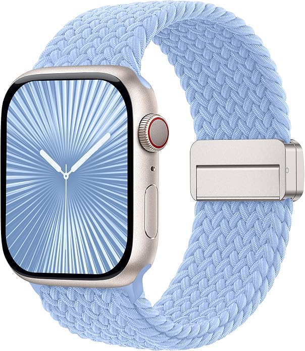 Laffav Braided Stretchy Band Compatible with Apple Watch Bands 42mm 40mm 41mm 38mm 44mm 45mm 46mm 49mm for Women Men, Magnetic Nylon Solo Loop Sport Strap for iWatch Series 11 10 9 8 7 6 5 4 SE Ultra