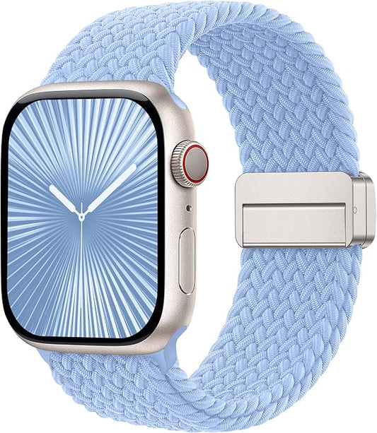 Laffav Braided Stretchy Band Compatible with Apple Watch Bands 42mm 40mm 41mm 38mm 44mm 45mm 46mm 49mm for Women Men, Magnetic Nylon Solo Loop Sport Strap for iWatch Series 11 10 9 8 7 6 5 4 SE Ultra
