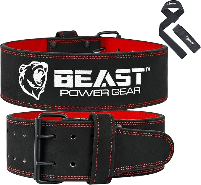 Beast Power Gear Weight Lifting Belts - Free Strap 4” Wide 10mm Thick for Weightlifting Bodybuilding Powerlifting Belt Superior Back Support Gym Belts for Men Women