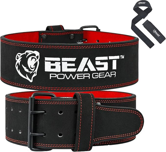 Beast Power Gear Weight Lifting Belts - Free Strap 4” Wide 10mm Thick for Weightlifting Bodybuilding Powerlifting Belt Superior Back Support Gym Belts for Men Women
