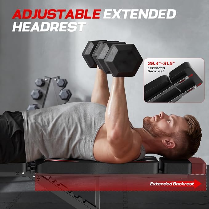 OPPSDECOR Adjustable Weight Bench with Leg Extension and Curl, Preacher Curl Bench for Home Gym, Foldable Workout Bench, 800LBS Full Body Strength Training, 10-Position Incline Decline Bench Press