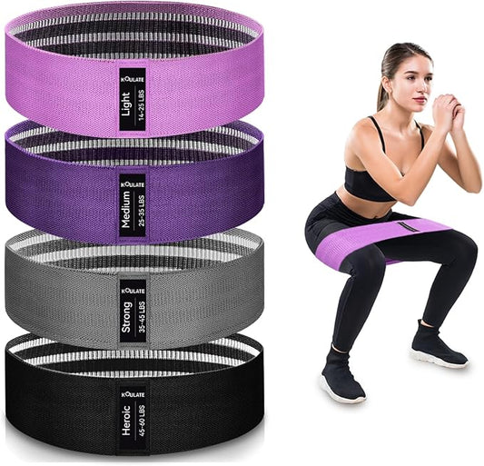 Exercise Bands, 3 Levels Fabric Resistance Bands for Working Out, Workout Bands Resistance for Women & Men, Multi-Colored Fabric Booty Bands for Leg Strength Training, Rehab, Yoga