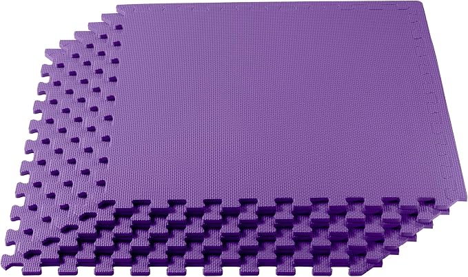 We Sell Mats 1/2" Thick Multipurpose EVA Foam Exercise Floor Mat, Interlocking Tiles, Anti-Fatigue for Home or Gym, 24 in x 24 in, 4 Tiles, Purple