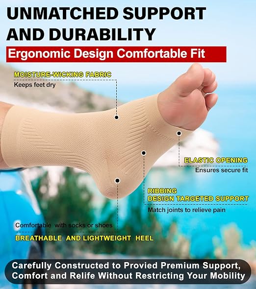 KEKING Ankle Brace Compression Sleeve – Plantar Fasciitis & Achilles | Medical-Grade Compression for Heel & Arch Pain, Reduces Swelling & Speeds Recovery, for Running, Gym, Daily Wear