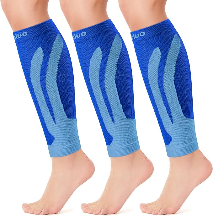 CAMBIVO Calf Compression Sleeve for Shin Splints & Running Support-3 Pairs | Leg sleeves for men & women, 15-20mmHg footless compression socks for gym & recovery, varicose veins