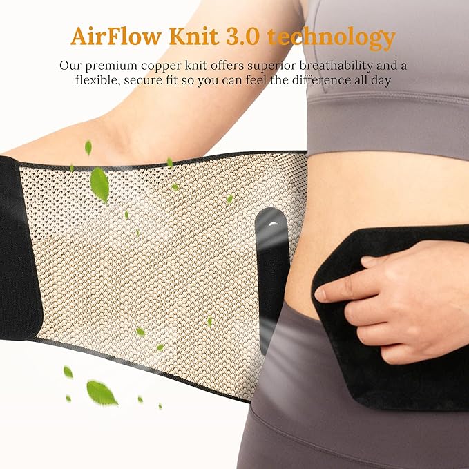 JIUFENTIAN Copper Lower Back Brace for Men and Women, 2X-Large | Removable Dual Spine Rods & Therapy Pocket & Ultra Breathable-Sciatica, Scoliosis, Lower Back Pain Relief & Work Support