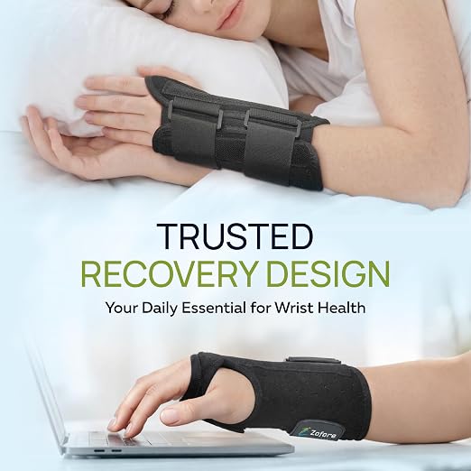 Carpal Tunnel Wrist Brace Night Support and Metal Splint Stabilizer [Single] - Helps Relieve Tendinitis Arthritis Carpal Tunnel Syndrome Pain - Reduces Recovery Time for Men Women - Right (S/M)
