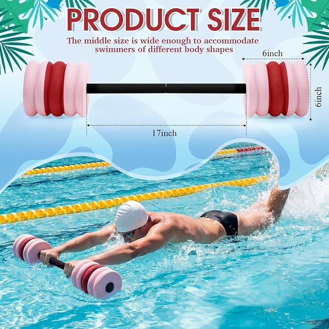 Soulchen Long Aquatic Exercise Dumbbells Pool Exercise Foam Water Weights Dumbbell Aquatic Pool Barbells with High Density EVA Foam for Swim Water Aerobics Workouts Loss