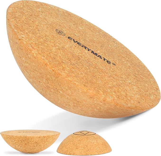 Cork Balance Board Kit, Foot & Ankle Strengthener with Massage Roller/Ball,Balance Board Half & Half-Moon Ball, for Enhance Mobility & Prevent Falls Improve Foot Function for Home/Office/Gym