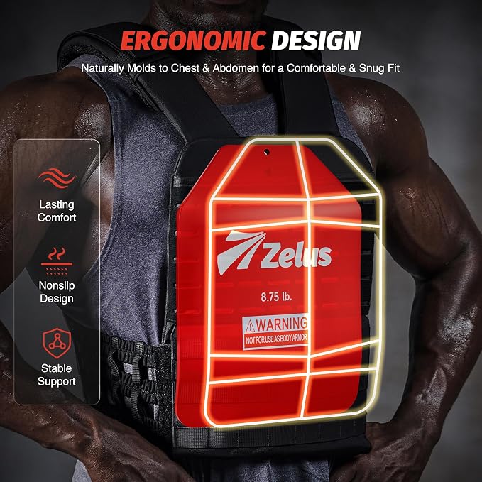 ZELUS Curved Weighted Vest Plates for Workout, 5.75/8.75/13.75LB Pairs Steel Weight Plates for Tactical Weight Vest, Ergonomic Training Plates for Running, CrossFit & Strength Training