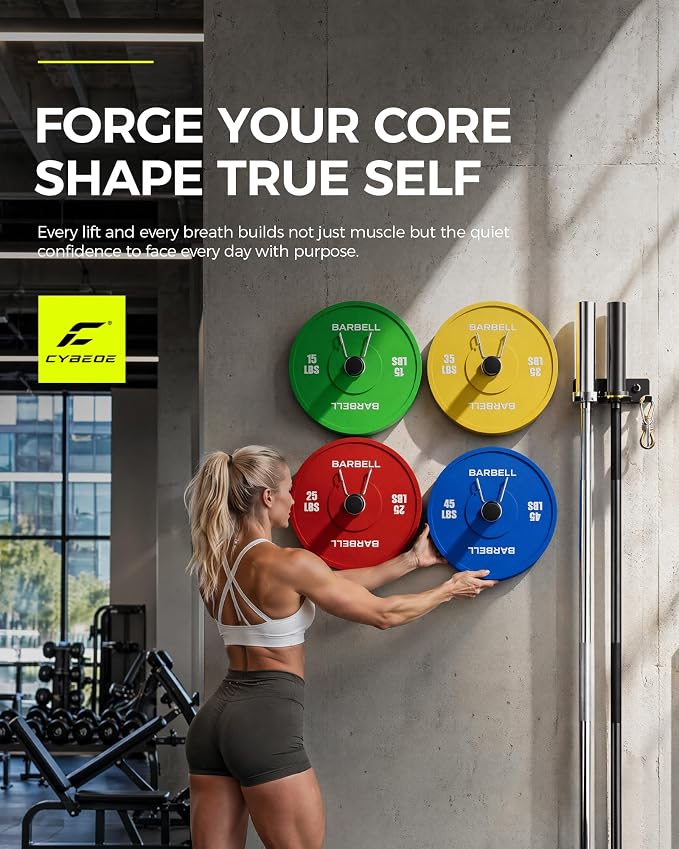 Weight Rack for Home Gym, Weight Plate Rack and Barbell Hanger Set - Heavy Duty Powder Coated Barbell Rack & Wall Mounted Weight Plate Holder for Garage Gym Organization