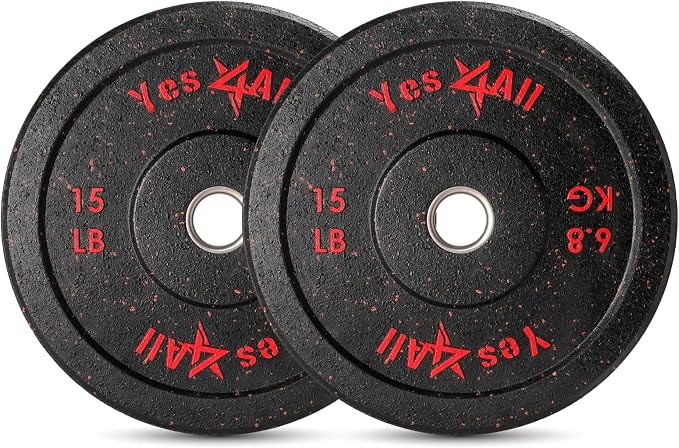 Yes4All 2" Bumper Plate, 10-190 LB Olympic Rubber Weight Plate with Steel Hub for WeightLifting, Strength Training, Home Gym, Less Impact, Absorb Bounce & Shock, Multiple Options