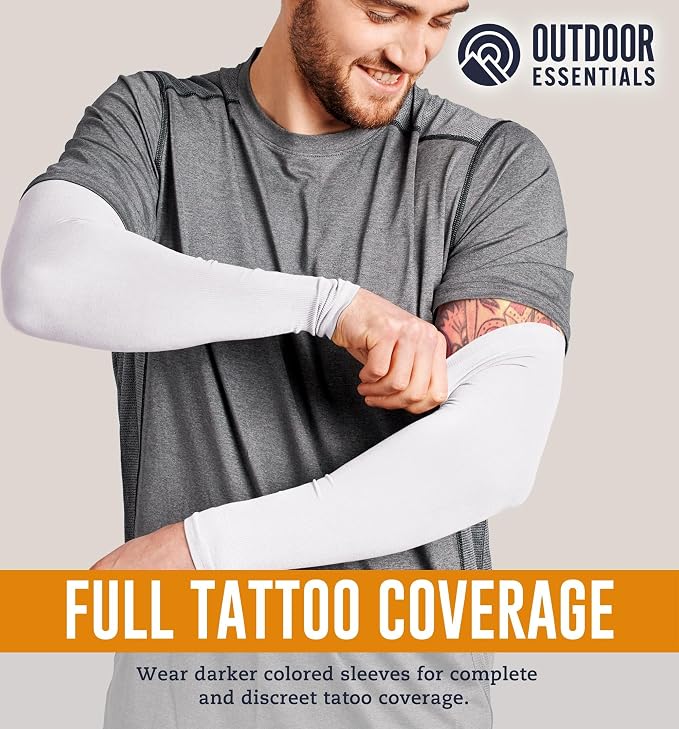 OutdoorEssentials UV Sun Sleeves for Men & Women, Cooling Arm Sleeves UPF 50+ | Golf, Tattoo Cover Up, Sun Protection